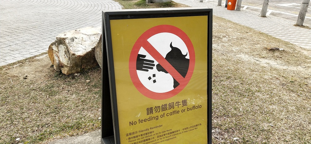 No feeding of cattle and buffalo reminder for visitors