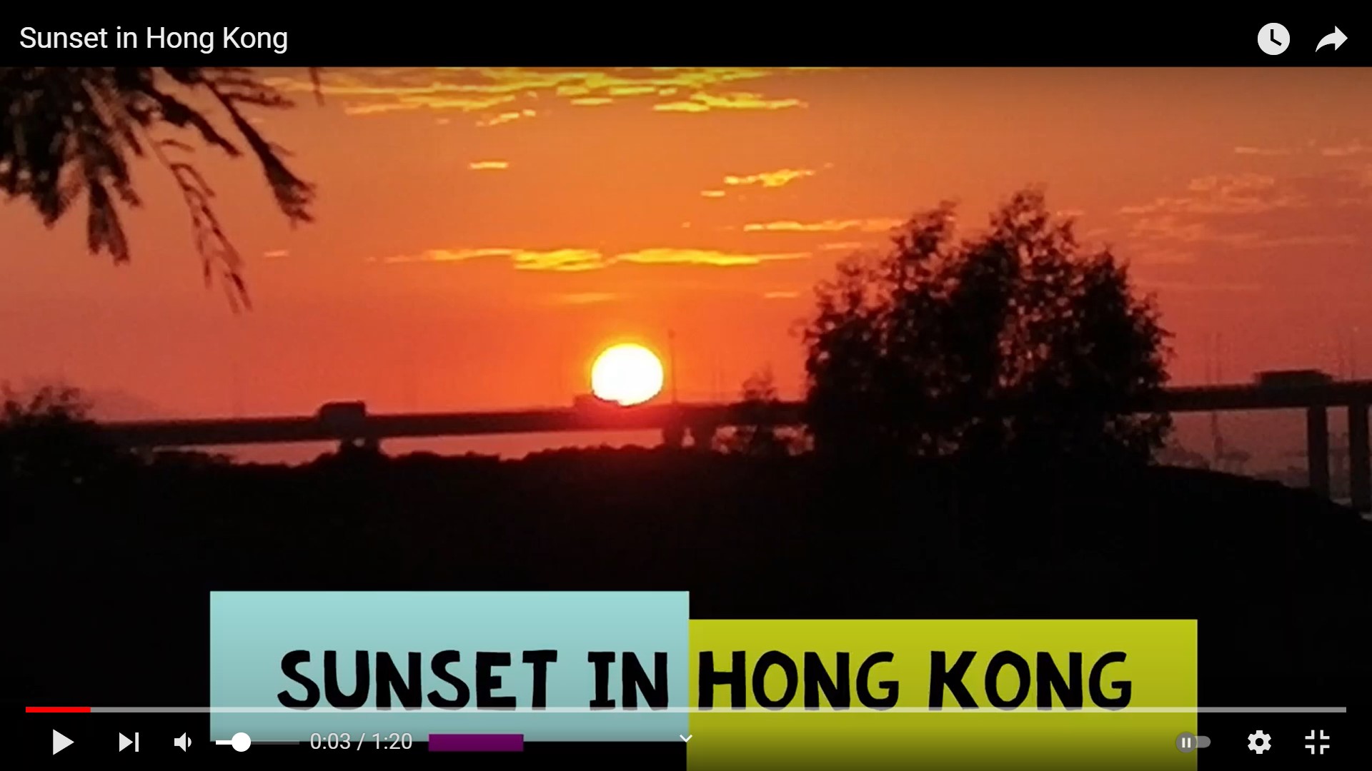 Frank’s “Sunset in Hong Kong” snapshots video